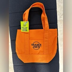 NWT Trader Joe’s Mini Orange Canvas Tote Bag LIMITED EDITION